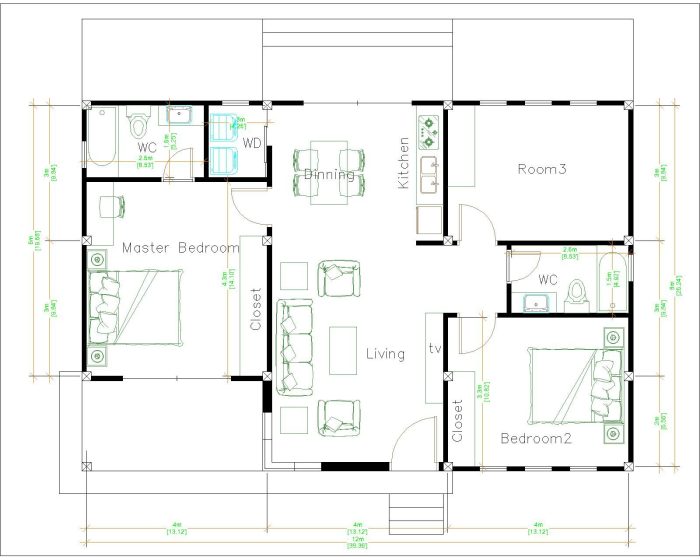 Desain rumah ukuran 12x12 m